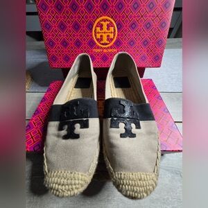 Tory Burch Black and Tan Espadrilles